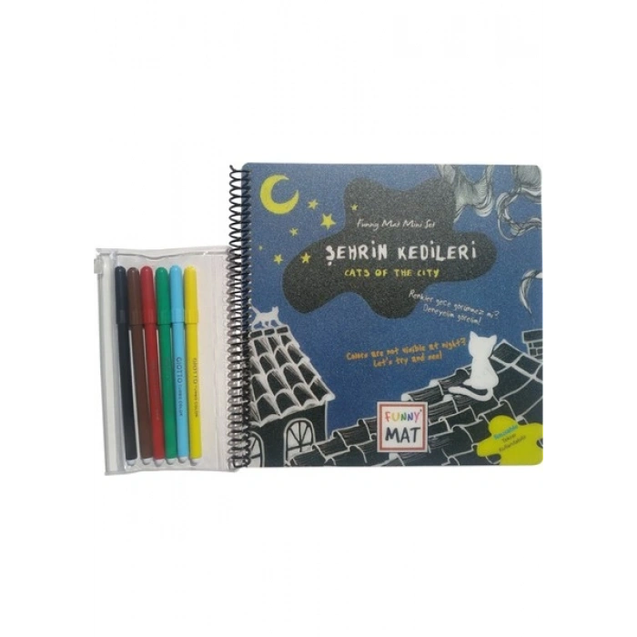 Akademi Çocuk Funny Mat - Boya Kalemli Aktivite Seti: Şehrin Kedileri