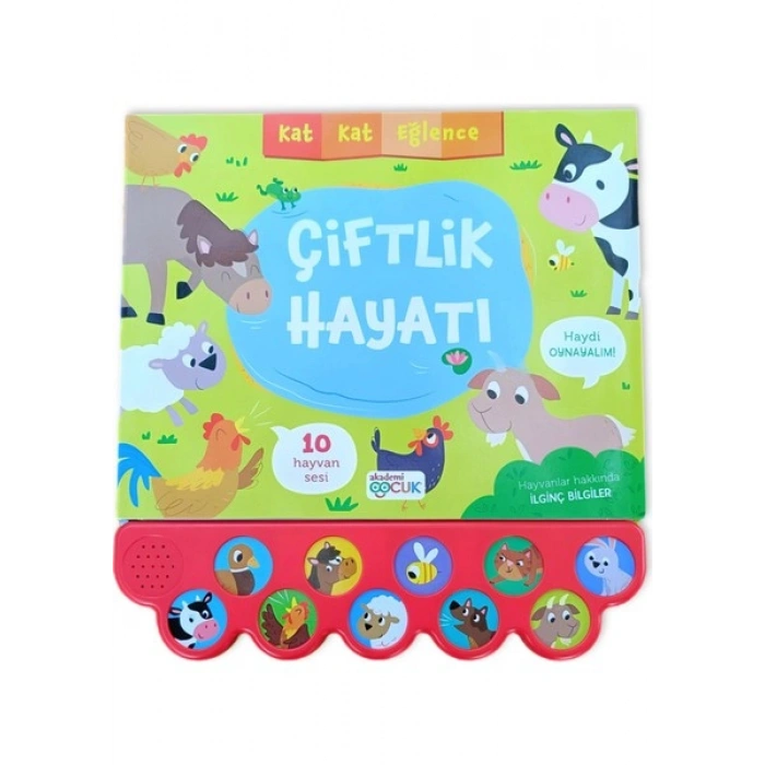 Akademi Çocuk Kat Kat Eğlence Çiftlik Hayatı (Sesli Kitap 10 Farklı Hayvan Sesi + Dev Boyut)