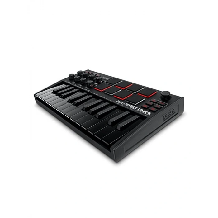 Akai Professional MPK Mini MK3 USB MIDI Klavye Controller, 25 Mini Tuş, Arkadan Aydınlatmalı 8 Bateri Pedi, 8 Düğme ve Müzik Prodüksiyon Yazılımı Dahil, Siyah