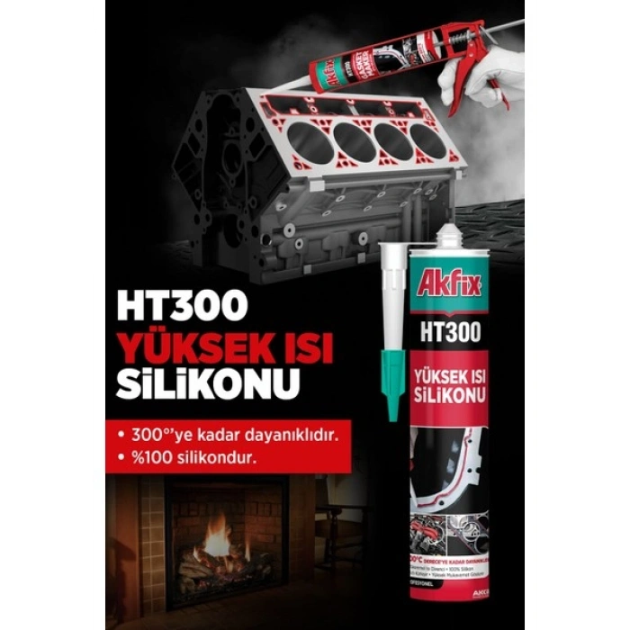 Akfix HT300 Rtv Yüksek Isı Silikonu 280ML Kırmızı