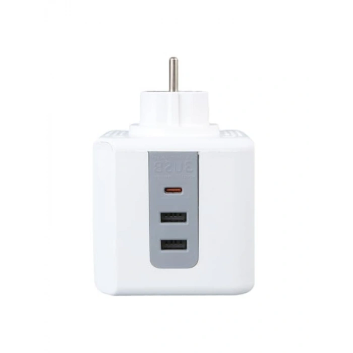 Akıllı 3lü Priz, 2 USB ve 1 Type-C Girişi ile Güvenli Enerji Dağıtım Ünitesi