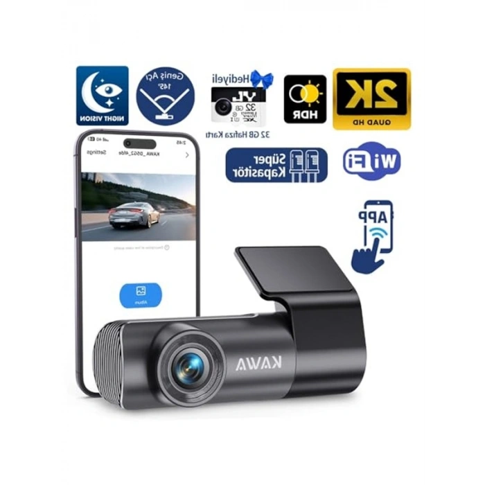 Akıllı Araç Kamerası, Gece Görüşlü ve 32GB Hafıza Kartı ile