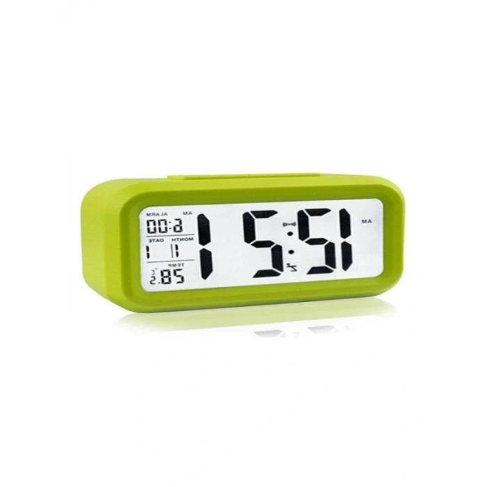Akıllı Dijital Masa Saati - Karanlık Sensörlü ve Alarmlı Yeşil LED Ekran