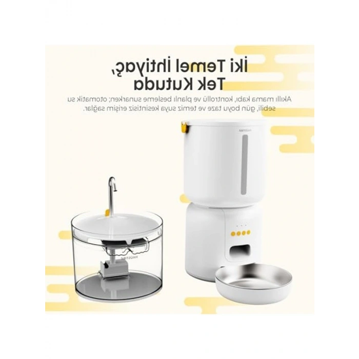 Akıllı Kedi Mama Kabı ve Su Pınarı, 2li Set
