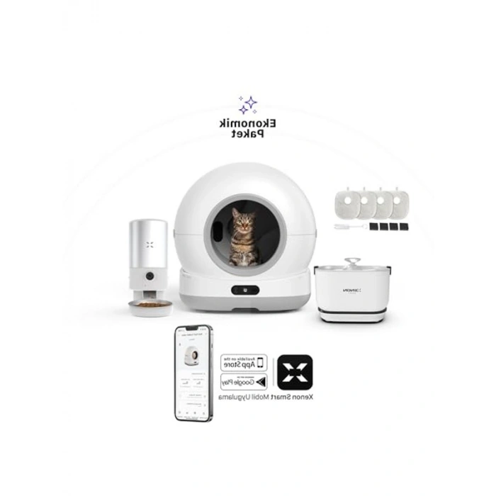 Akıllı Kedi Tuvaleti ve Mama Kabı Seti, 4 Parça Evcil Hayvan Ürünleri