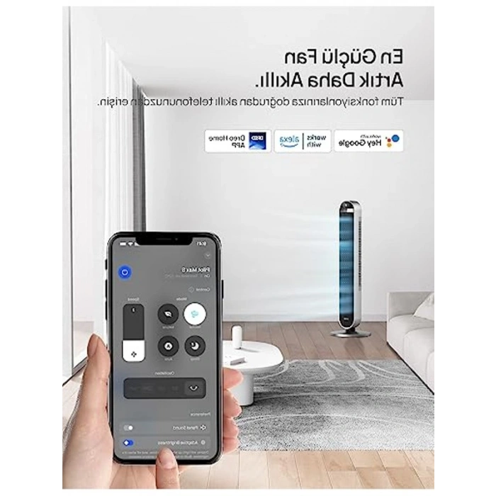 Akıllı Kule Fan, 12 Hız ve Ultra Sessiz Motor ile Konforlu Hava Akışı