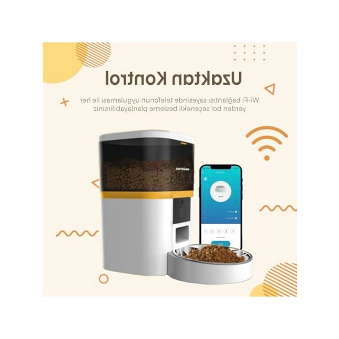 Akıllı Otomatik Kedi Kabı, Wifi Kontrol ve 6lt Kapasite ile Beyaz