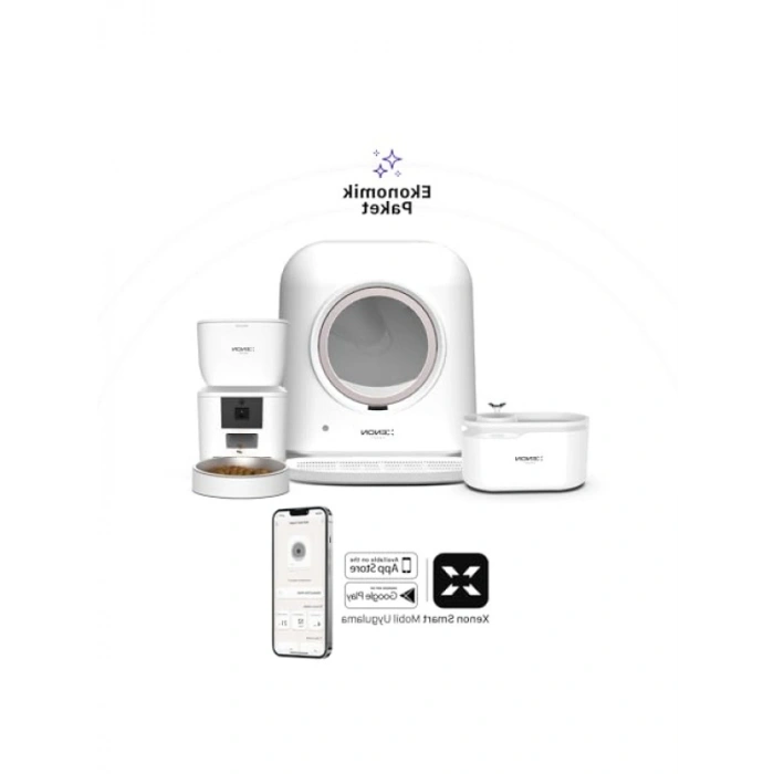 Akıllı Otomatik Kedi Tuvaleti ve Besleme Seti 3lü