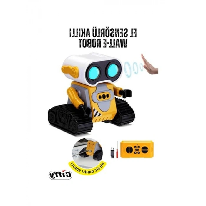 Akıllı RC Robot, El Sensörlü Işıklı ve Sesli Fonksiyonlar ile Eğlenceli Oyun Deneyimi (Sarı)