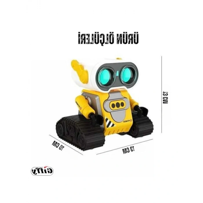 Akıllı RC Robot, El Sensörlü Işıklı ve Sesli Fonksiyonlar ile Eğlenceli Oyun Deneyimi (Sarı)