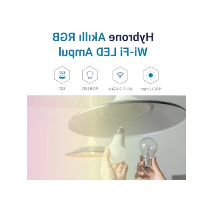 Akıllı Wi-Fi Ampul - 16 Milyon Renk Seçeneği, 900 Lümen, E27 Duy