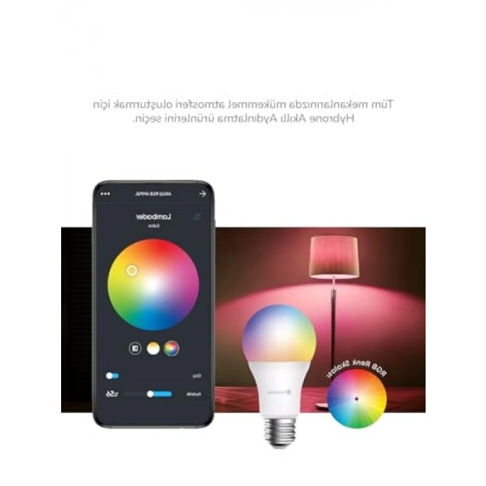 Akıllı Wi-Fi Ampul - 16 Milyon Renk Seçeneği, 900 Lümen, E27 Duy