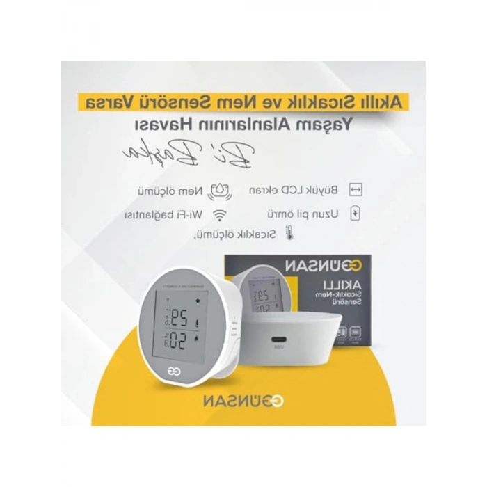 Akıllı Wifi Sıcaklık ve Nem Sensörü, Tuya ve Smart Life Uyumlu, Akıllı Ev İçin