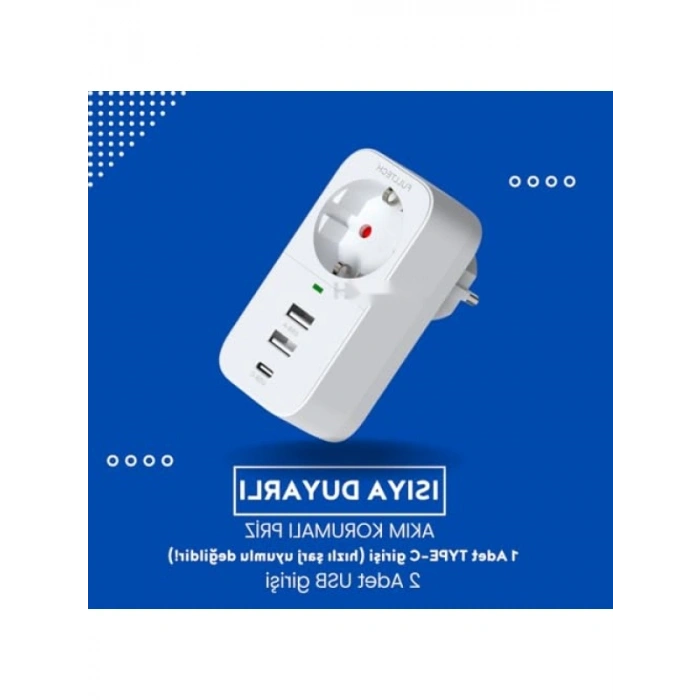 Akım Korumalı USB ve TYPE-C Girişli Priz