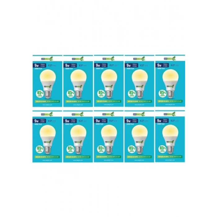 Aklight 9W Günışığı E-27 LED Ampul 790 Lm 10 Lu Paket