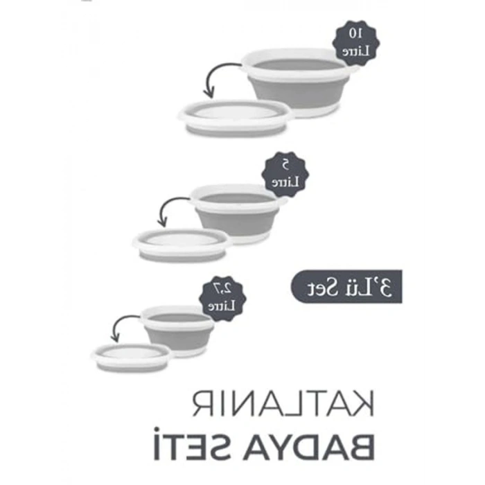 Akordiyon Silikon Katlanır Badya, 10-5-2,7 Litre Kapasite