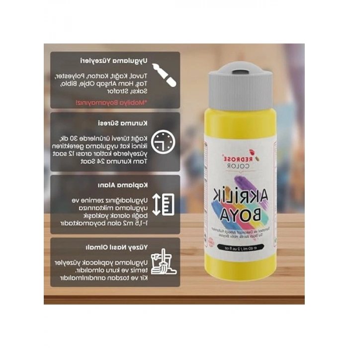 Akrilik Boya, Sarı Renk, 60ml