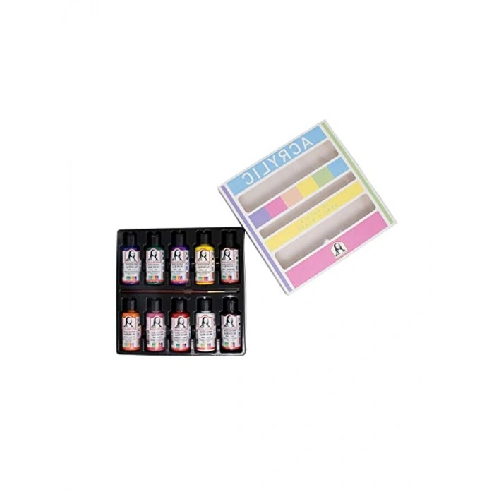 Akrilik Boya Seti: 10 x 40 ml, Fırça Hediyeli ile Yaratıcı Projeler İçin