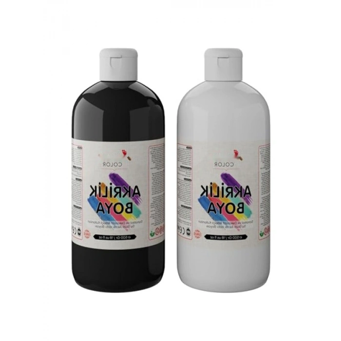 Akrilik Boya Seti - Beyaz ve Siyah, 2 x 500gr