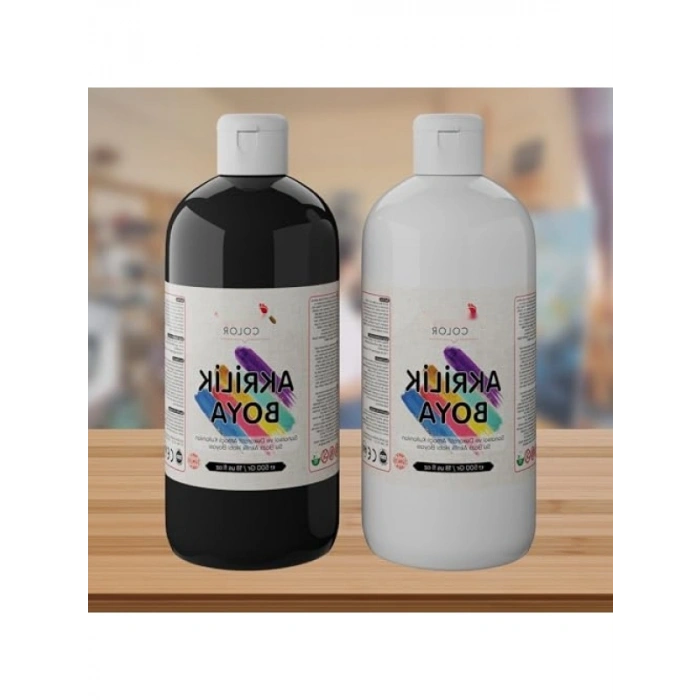 Akrilik Boya Seti - Beyaz ve Siyah, 2 x 500gr