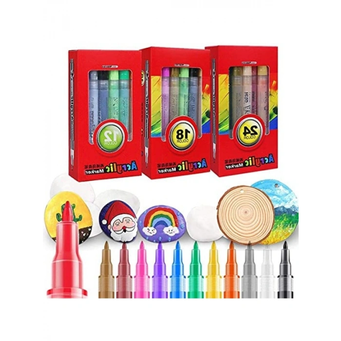 Akrilik Marker Kalem Seti, 12 Adet