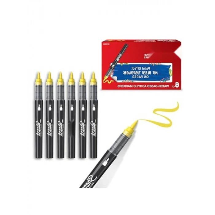 Akrilik Markör - Fırça Uç, Sarı Renk