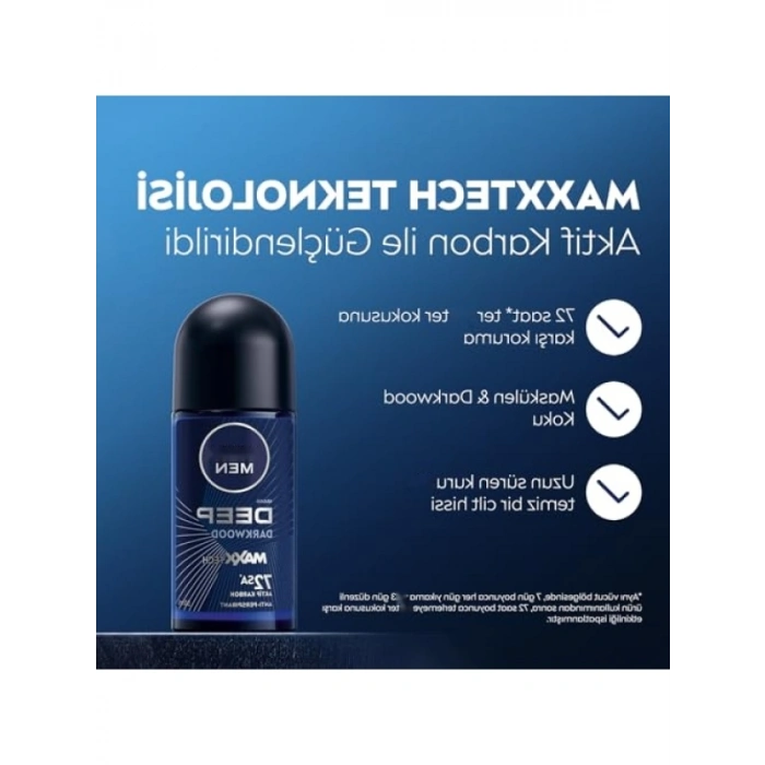 Aktif Karbonlu Erkek Roll-On Deodorant, 50 ml