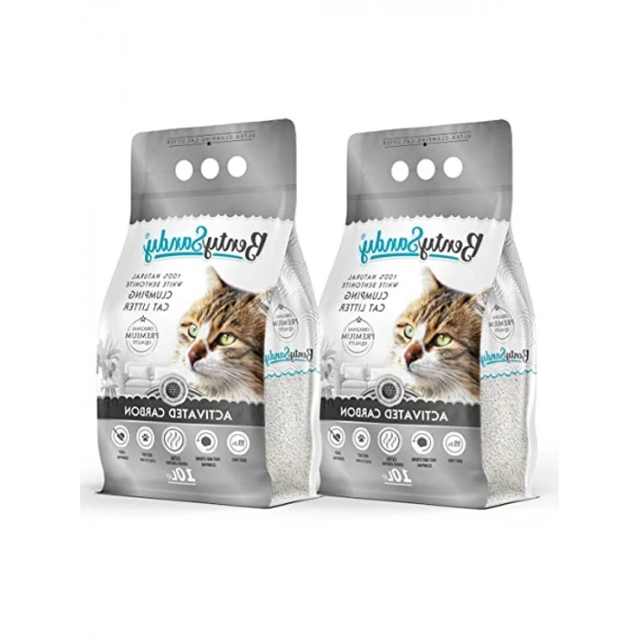 İnce Taneli Kedi Kumu, Aktif Karbonlu, 10 Litrelik İki Paket