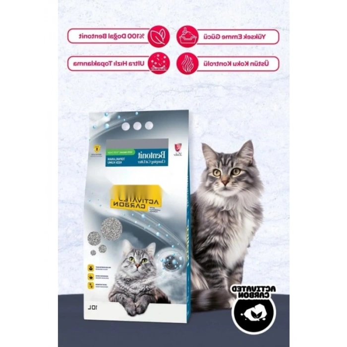 Aktif Karbonlu Topaklanan Kedi Kumu - 10 Lt