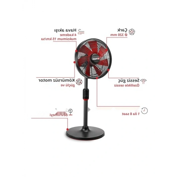 Akülü Ayaklı Vantilatör - 18 V, 4 Hız Ayarı