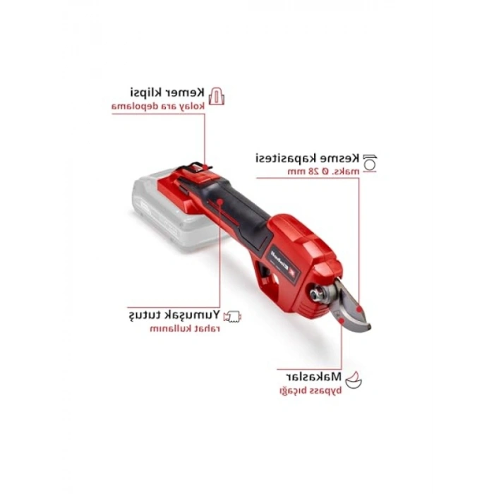Akülü Budama Makası, 18 V, 28 mm Dal Çapı, Ergonomik Tasarım