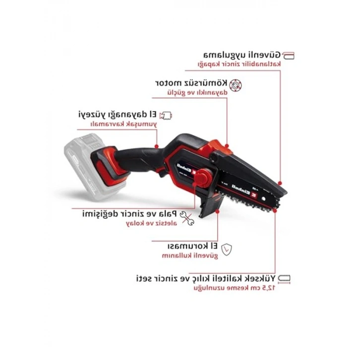 Akülü Dal Budama Testeresi, 18 V, Aletsiz Zincir Değişimi