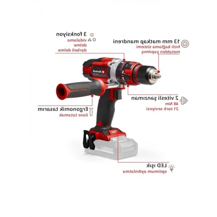 Akülü Darbeli Vidalama, 18 V, 2 Vitesli