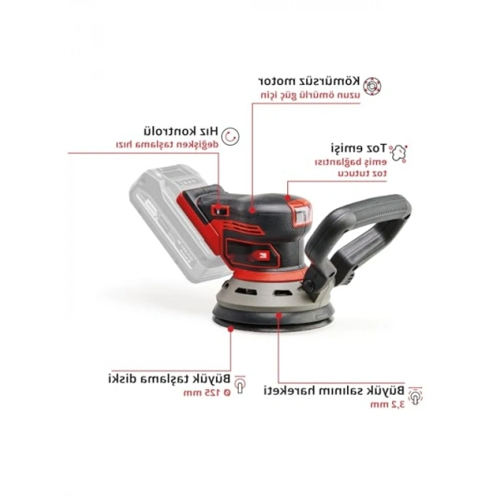 Akülü Eksantrik Zımpara - 18 V, 3,2 mm Salınım Çapı, 125 mm Zımpara Levhası