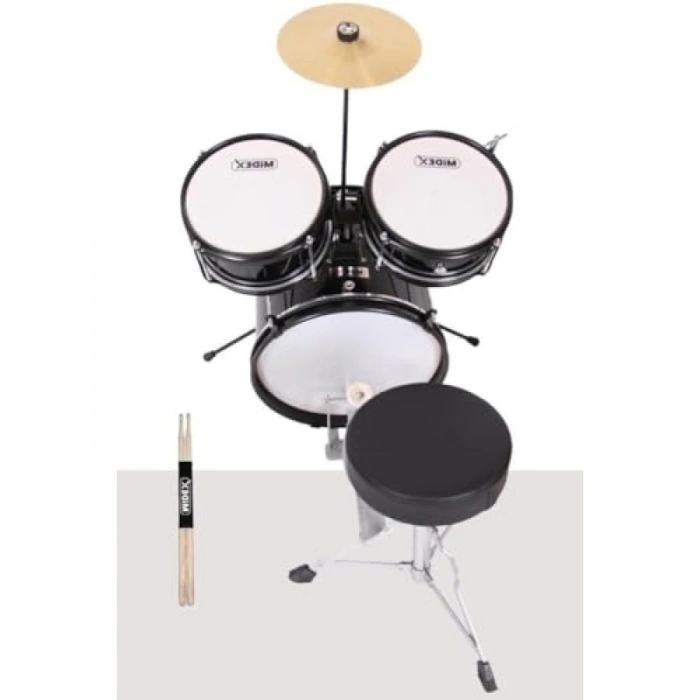 Akustik Çocuk Bateri Seti - Midex CD300X-BK (5-14 Yaş)