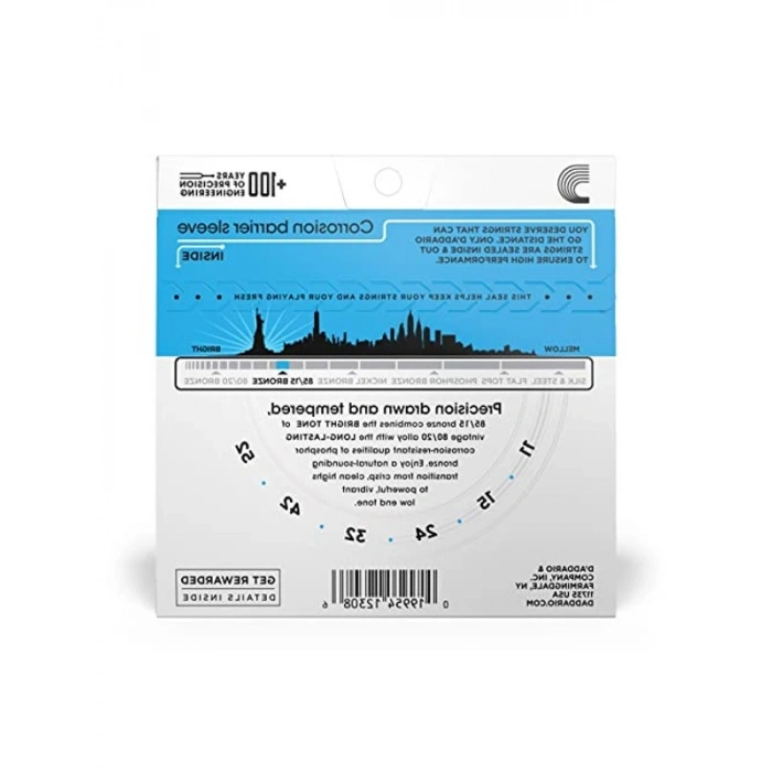 Akustik Gitar Tel Seti, 85/15 Bronze, Light Gauge Özellikte