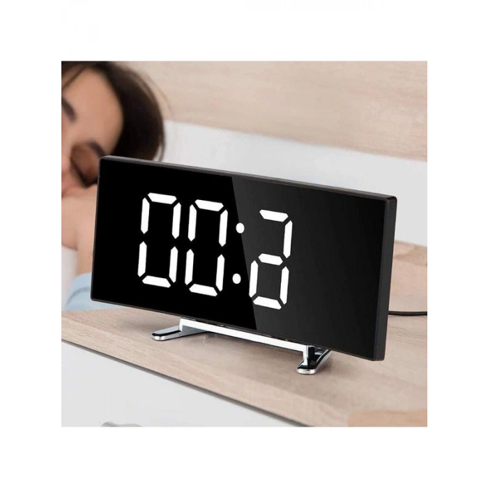 Alarmlı LED Dereceli Curved Dijital Masa Saati
