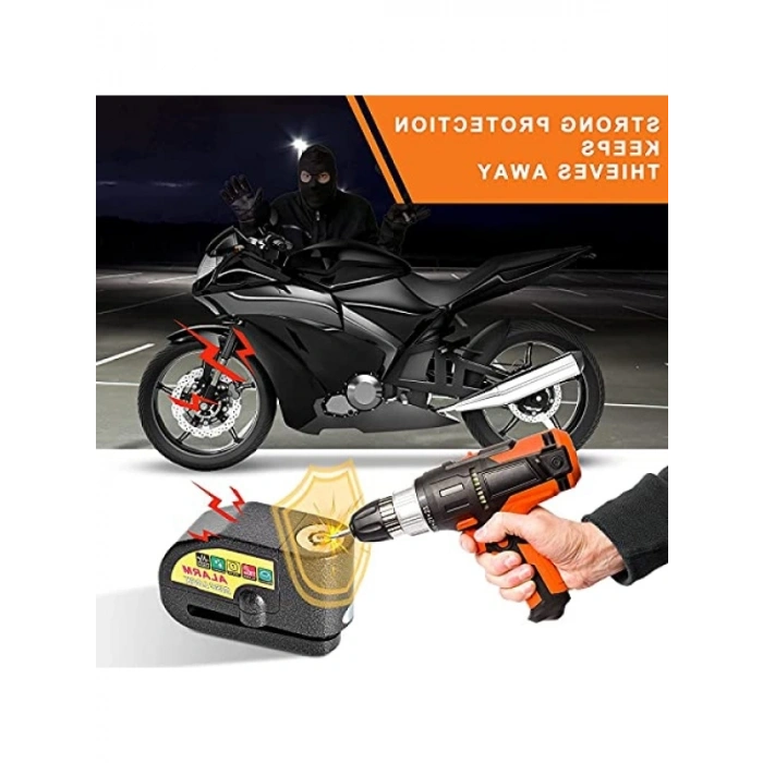 Alarmlı Motosiklet Disk Kilidi - 110 dB Su Geçirmez