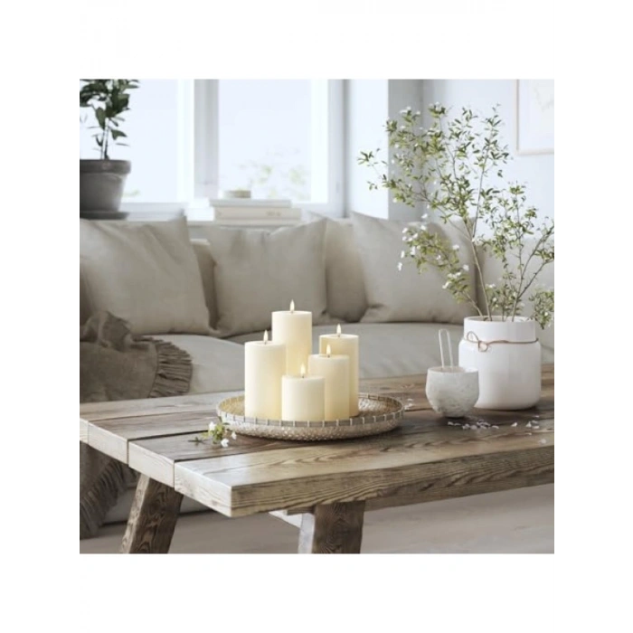 Alevsiz LED Mum - Krem Renk - 5x20 cm