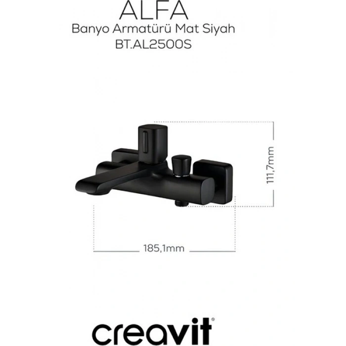 Alfa Mat Siyah Batarya Seti 3’lü Banyo-Lavabo-Eviye