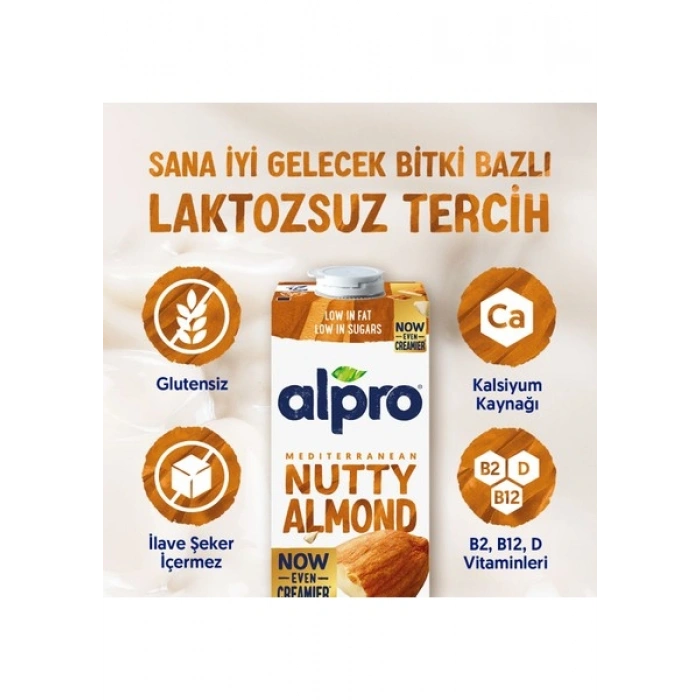Alpro Badem Sütü 1 L Vegan Laktozsuz Bitkisel Bazlı