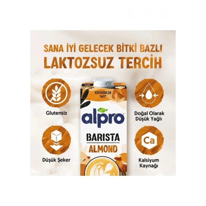 Alpro Barista Badem Sütü 1 L Vegan Laktozsuz Bitkisel Bazlı
