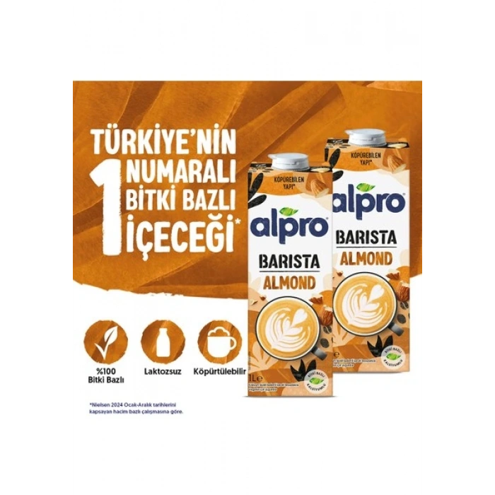 Alpro Barista Badem Sütü 2x1 L Vegan Laktozsuz Bitkisel Bazlı
