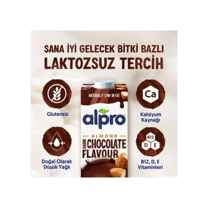 Alpro Bitter Çikolata Badem Sütü 1 L Vegan Laktozsuz Bitkisel Bazlı