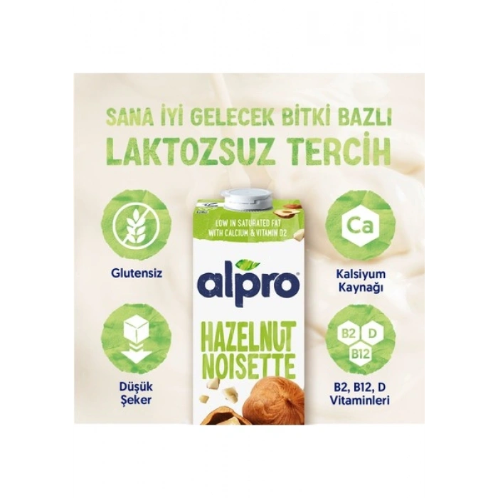 Alpro Fındık Sütü 4x1 L Vegan Laktozsuz Bitkisel Bazlı