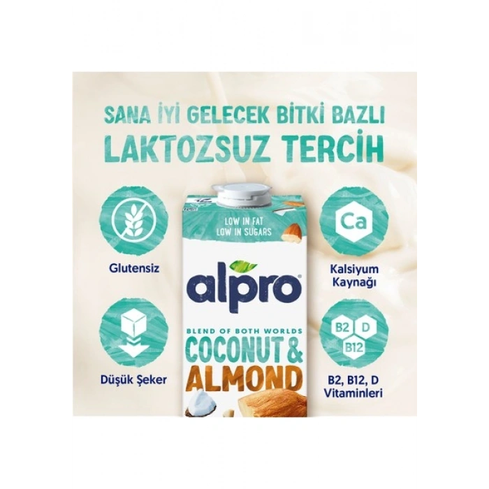 Alpro Hindistan Cevizi Badem Sütü 1 L Vegan Laktozsuz Bitkisel Bazlı