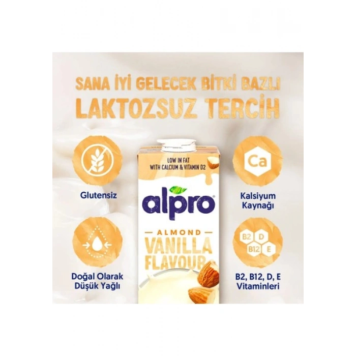 Alpro Vanilya Badem Sütü 2x1 L Vegan Laktozsuz Bitkisel Bazlı