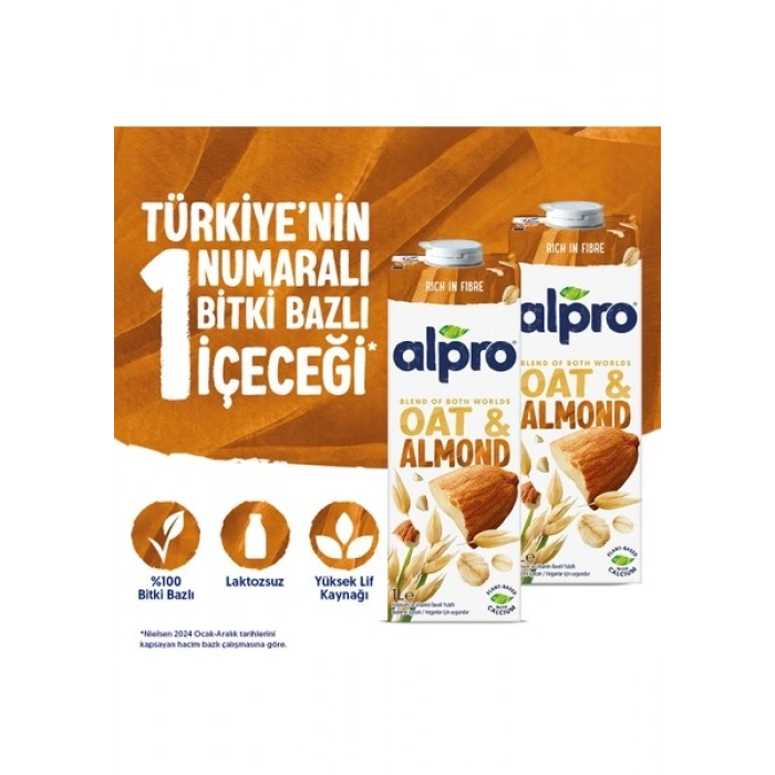 Alpro Yulaf Badem Sütü 2x1 L Vegan Laktozsuz Bitkisel Bazlı