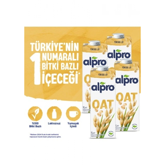 Alpro Yulaf Sütü 4x1 L Vegan Laktozsuz Bitkisel Bazlı