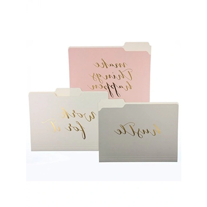 Altın Folyo Süslemeli Dosya Klasör Seti, 9 Klasör